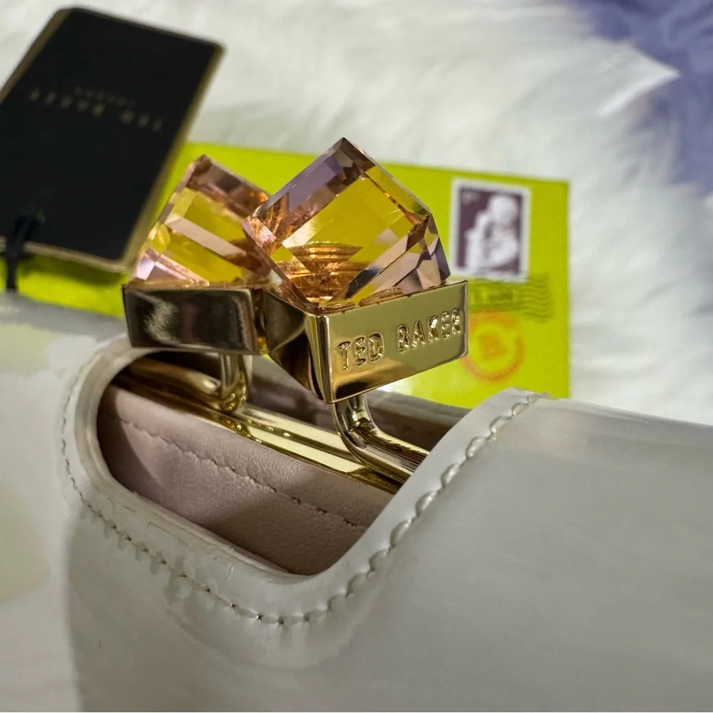 Ted Baker Cream Light Pink Patent Leather Wallet